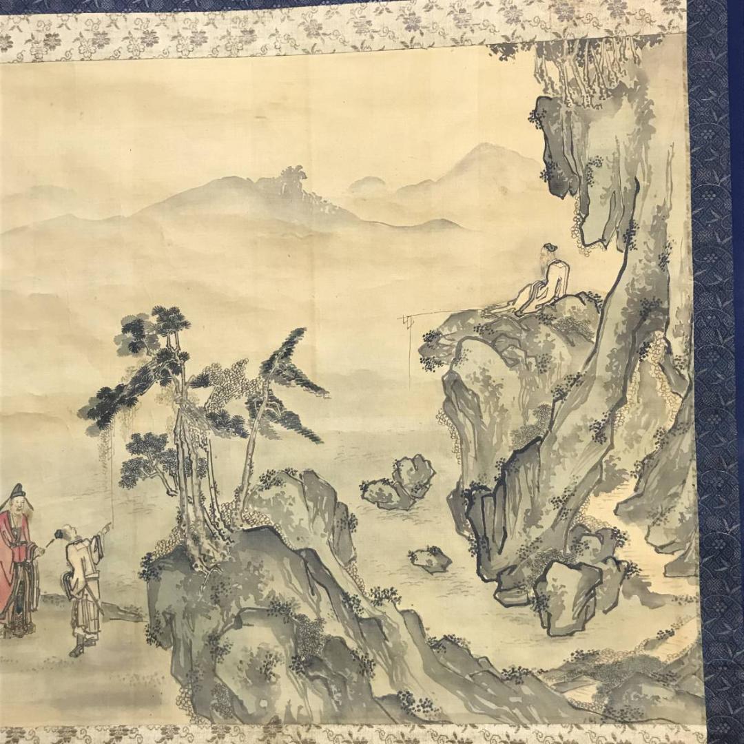 楯嶽/森子文/太公望図/人物図/横物/掛軸/名家伝来/AD-8