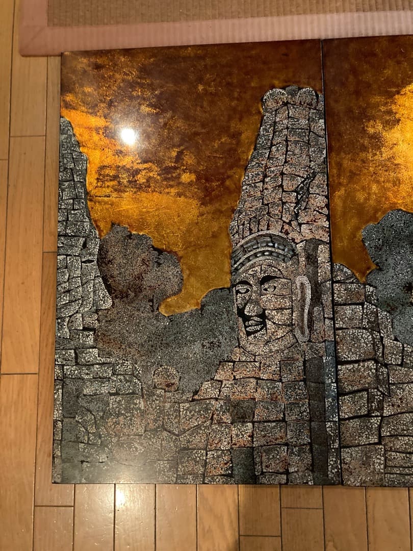 ベトナム漆螺鈿細工のパネル（バイヨン寺院）4枚綴り