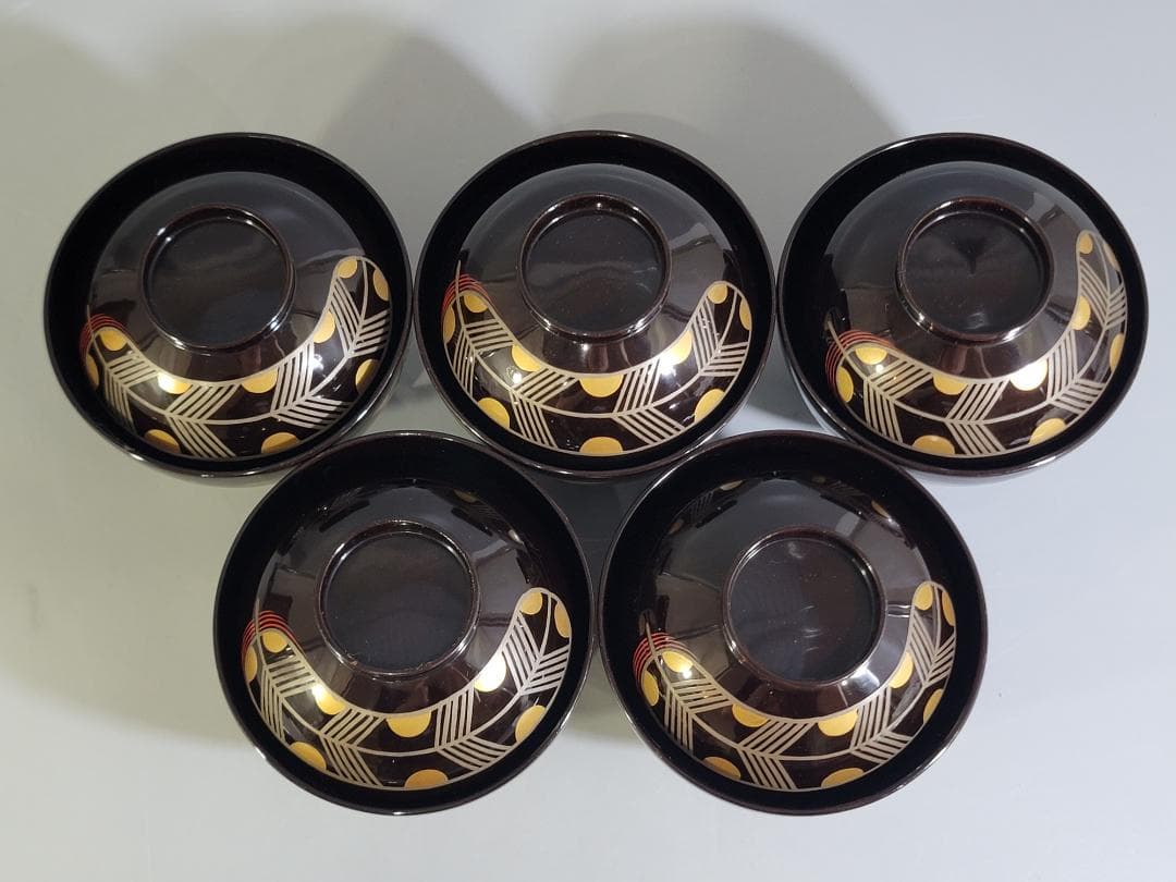 DT347 松庵好 鷹の羽吸物椀 塗師 道恵 共箱 時代物