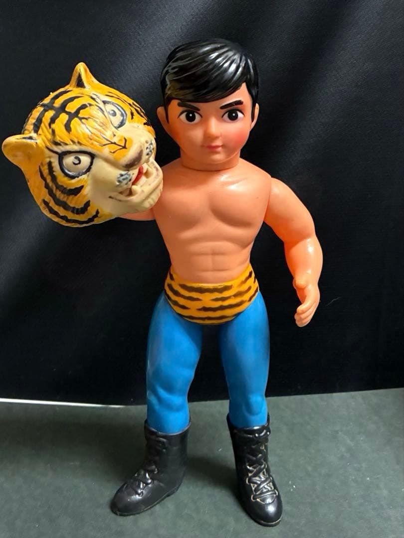 【昭和当時物】■ 中嶋製作所 マスク面取れ タイガーマスク ソフビ