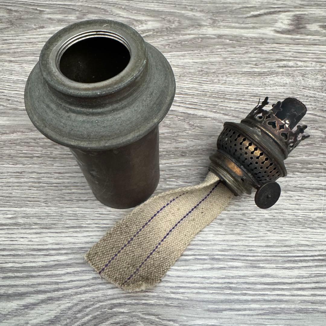 【希少】 オイルランプ 木製台 古道具　　　アンティーク