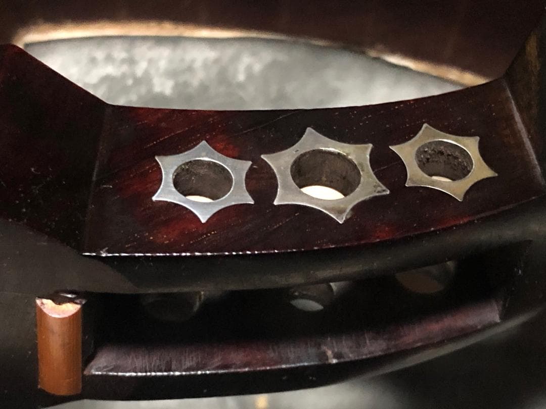 ◆義太夫 三味線 明治2年巳霜月 名古屋浅田屋製 紅木 星形金物◆