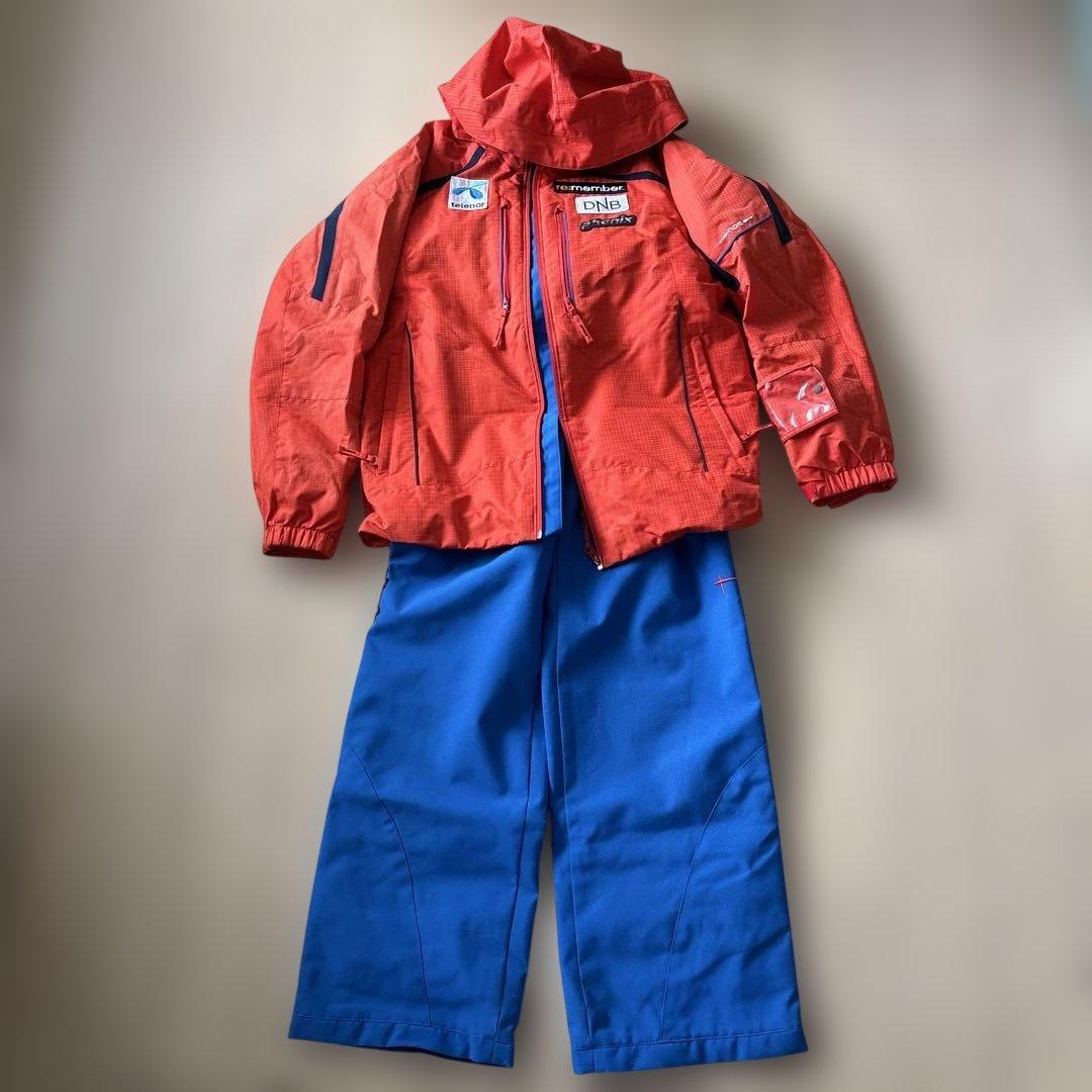 オレンジ/青 スキーウェア 上下セット