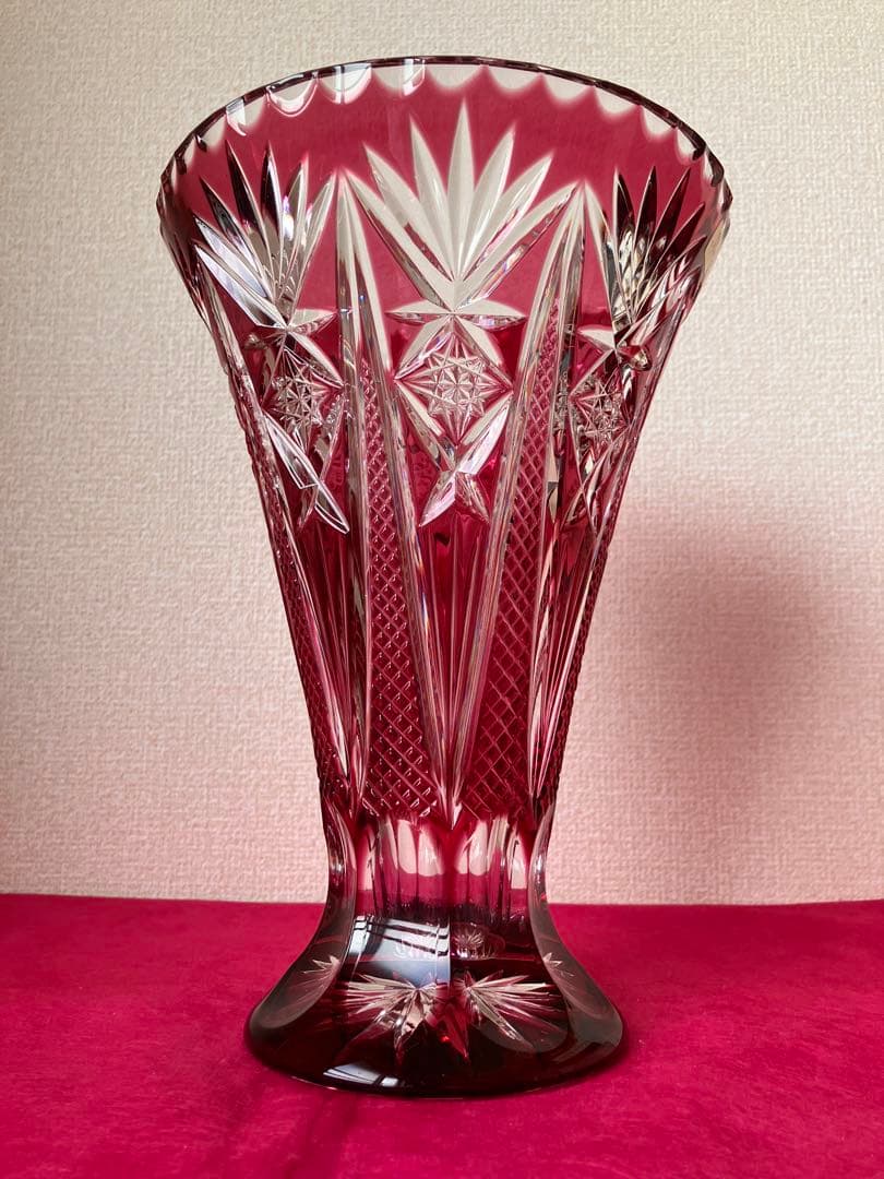未使用品 NACHTMANN ガラス製 花瓶 赤 ヴィンテージ