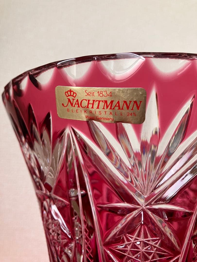 未使用品 NACHTMANN ガラス製 花瓶 赤 ヴィンテージ