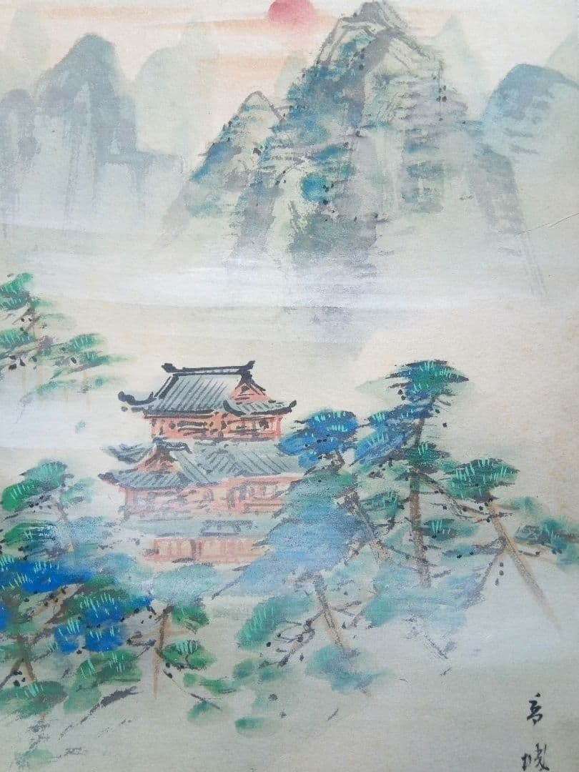 名古屋の画家浅見香城の風景画紙本日本画(まくり）全8枚売り、本物