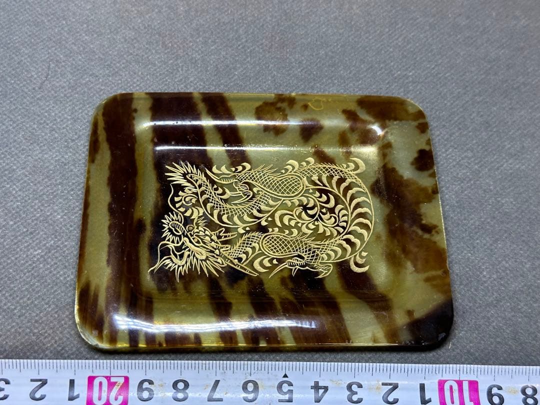 本鼈甲　べっ甲　銘の盆　和装小物　古美術品彫刻 細密細工　骨董　アンティーク