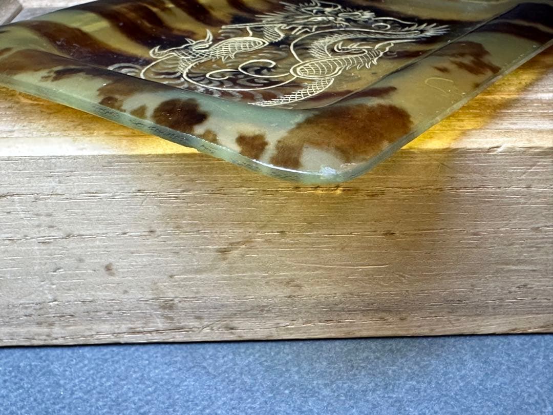 本鼈甲　べっ甲　銘の盆　和装小物　古美術品彫刻 細密細工　骨董　アンティーク