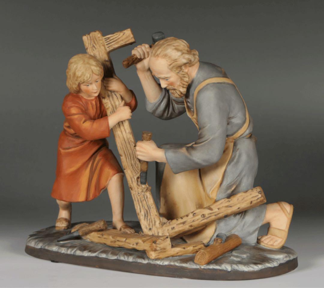 【聖父子 イエスとヨセフ 】 陶器 西洋彫刻 キリスト教美術