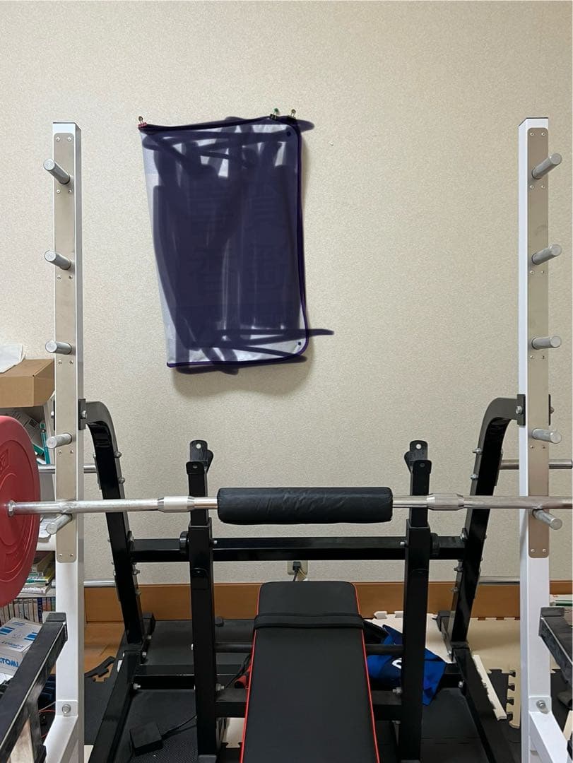 バーベルラックとフラットベンチセット