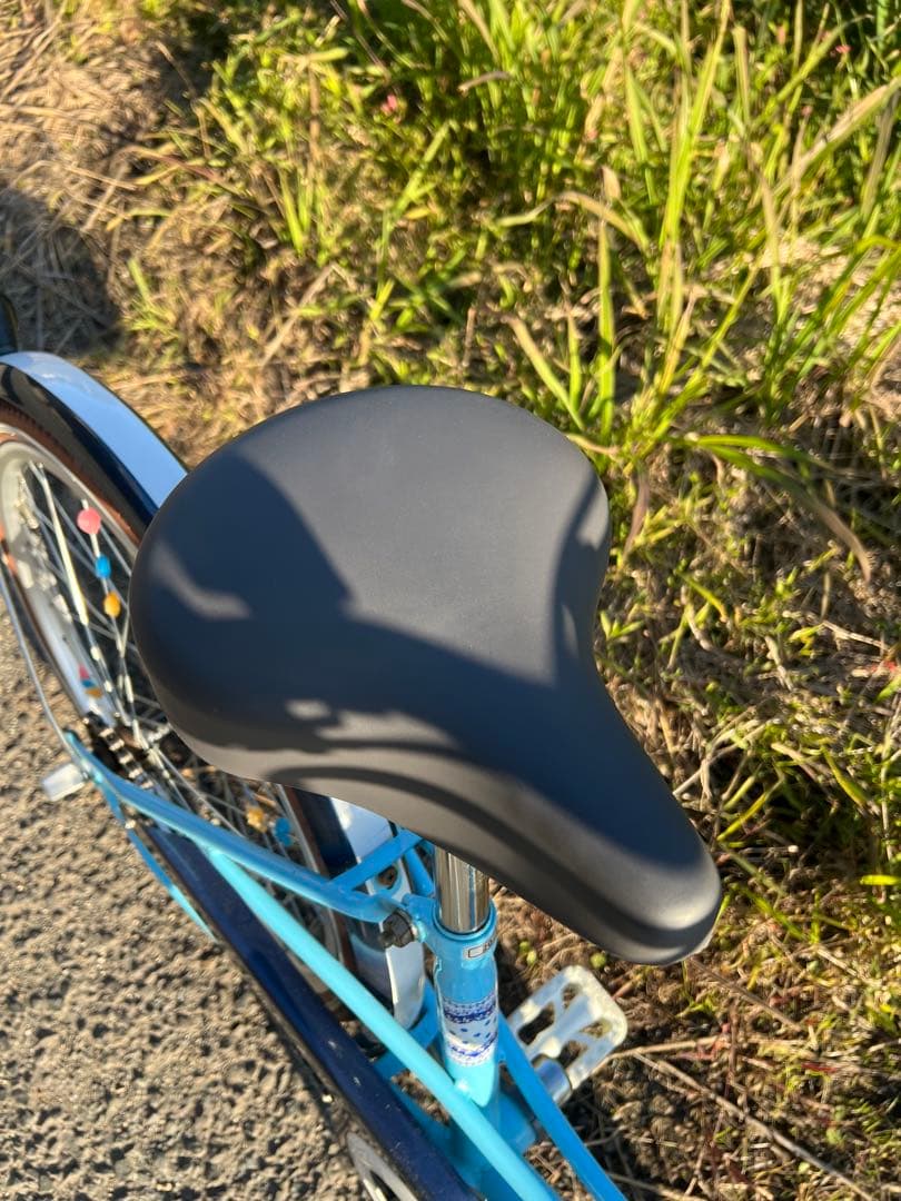 名古屋市内お届け無料22インチジュニアサイクル青い子供用自転車 バスケット付き