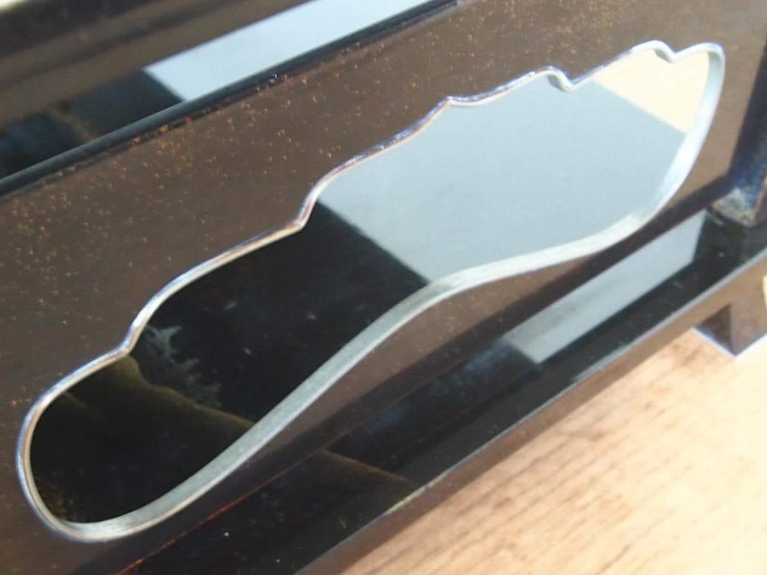 【骨董・時代の美品】大名道具 二段平卓 山水蒔絵 香炉台/盆栽台/飾り台/花台