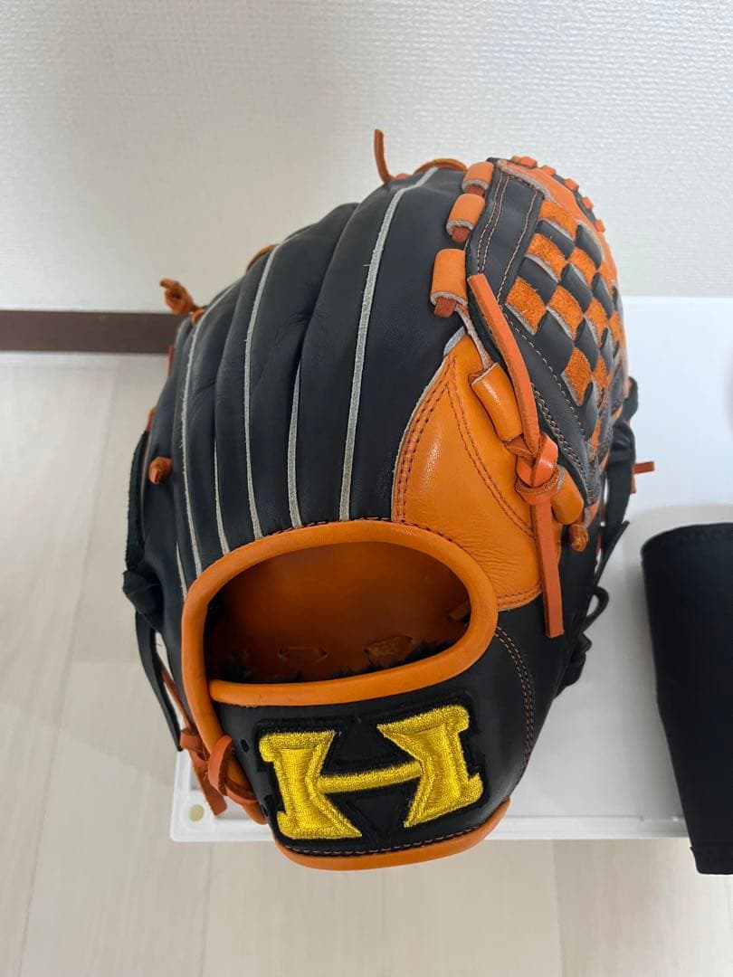 Hi-Gold 特注 軟式グローブ 黒/オレンジ