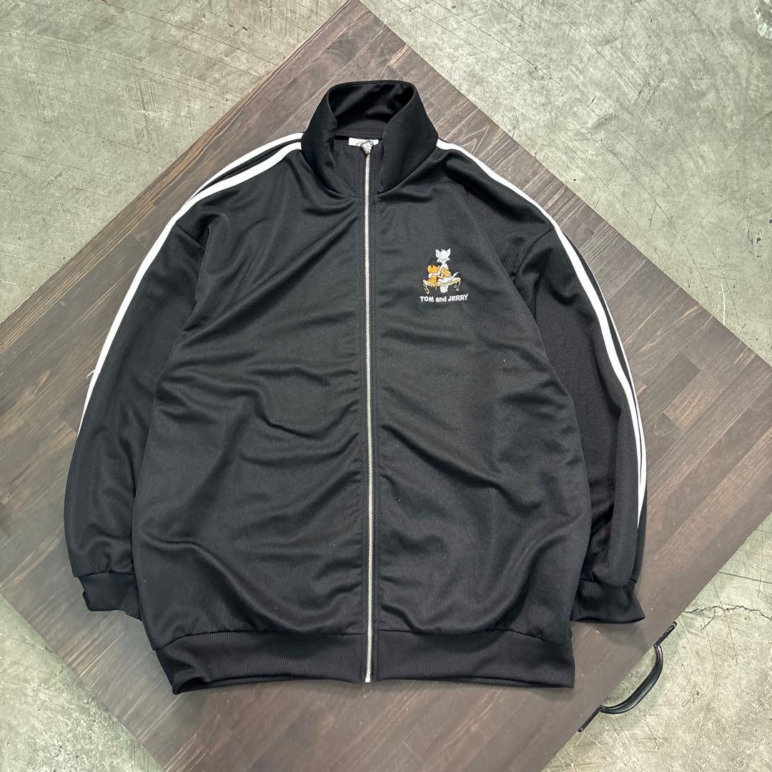 8LA1 TOM and JERRY 刺繍　トラックジャケット　ジャージ　黒