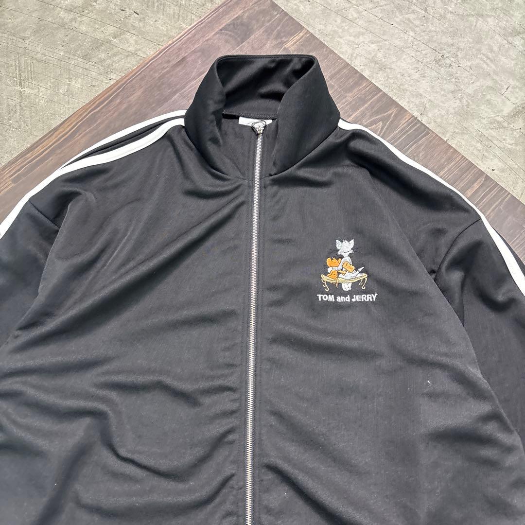 8LA1 TOM and JERRY 刺繍　トラックジャケット　ジャージ　黒