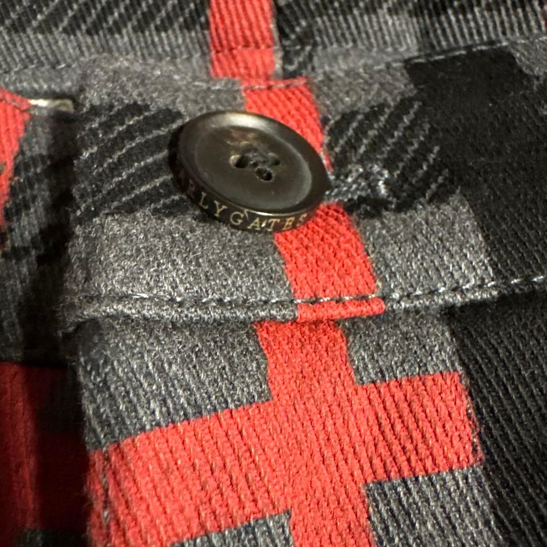 【美品】PEARLY GATES チェック柄パンツ 黒/赤