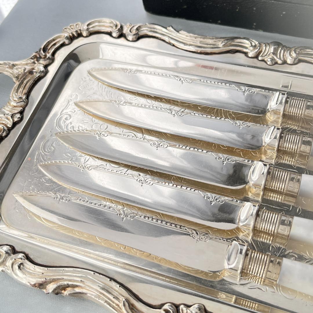 【William Yates 】【白蝶貝 / 純銀継手】デザートセット ケース