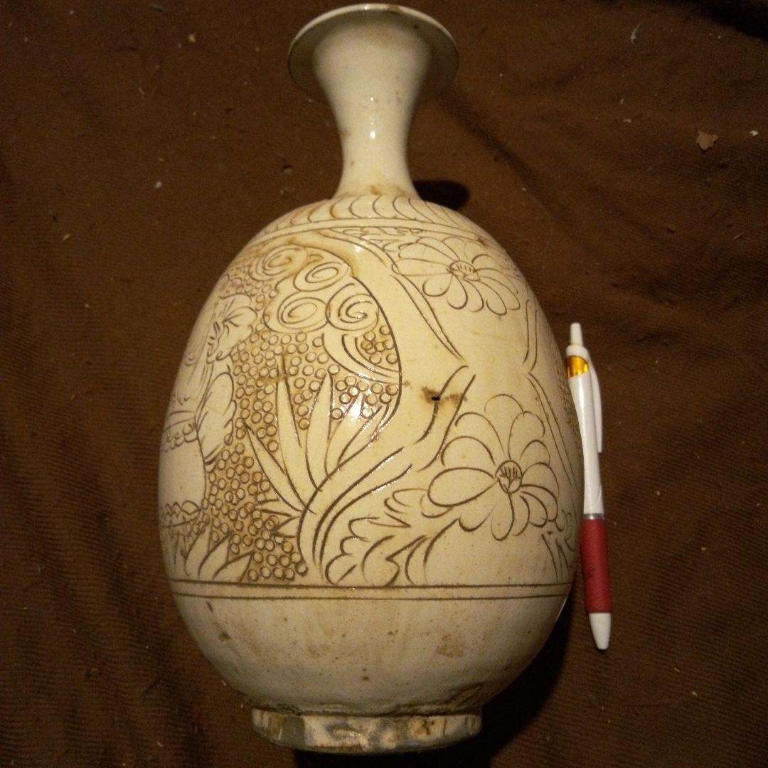 中国陶磁器　宋磁州窯　細頸壺