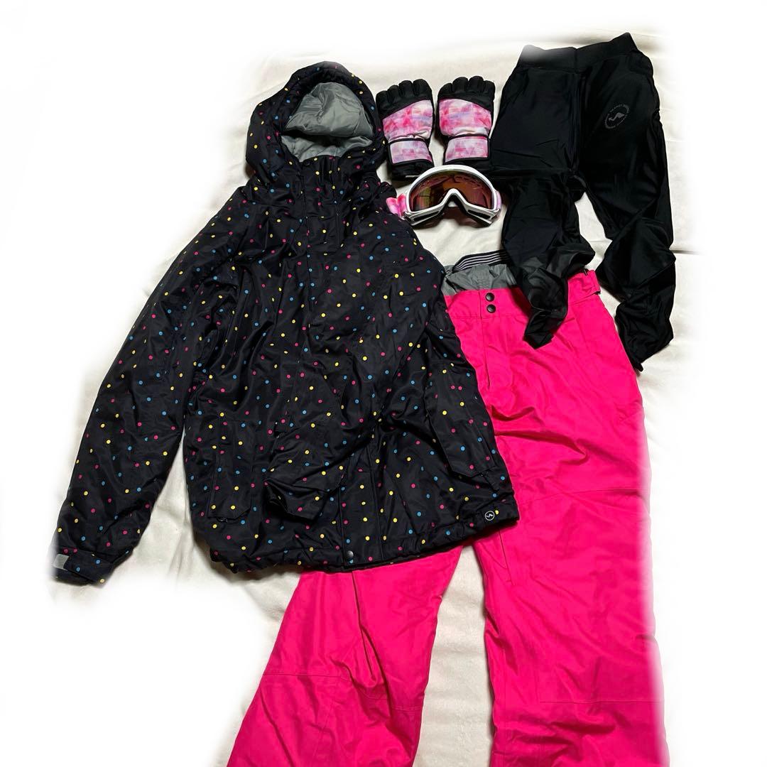 スキーウェアスノーボードウェアセット女性用付属品○ゴーグル手袋サポーターMサイズ