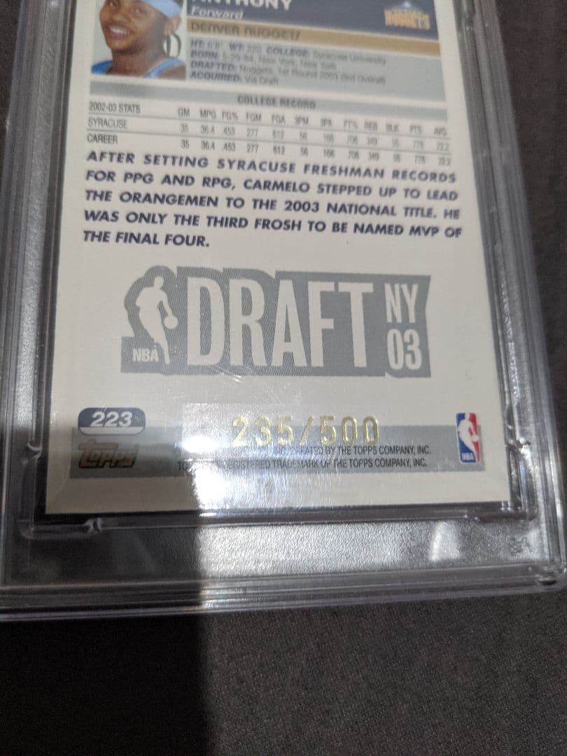 その他 2003 topps Carmelo Anthony rc black /500