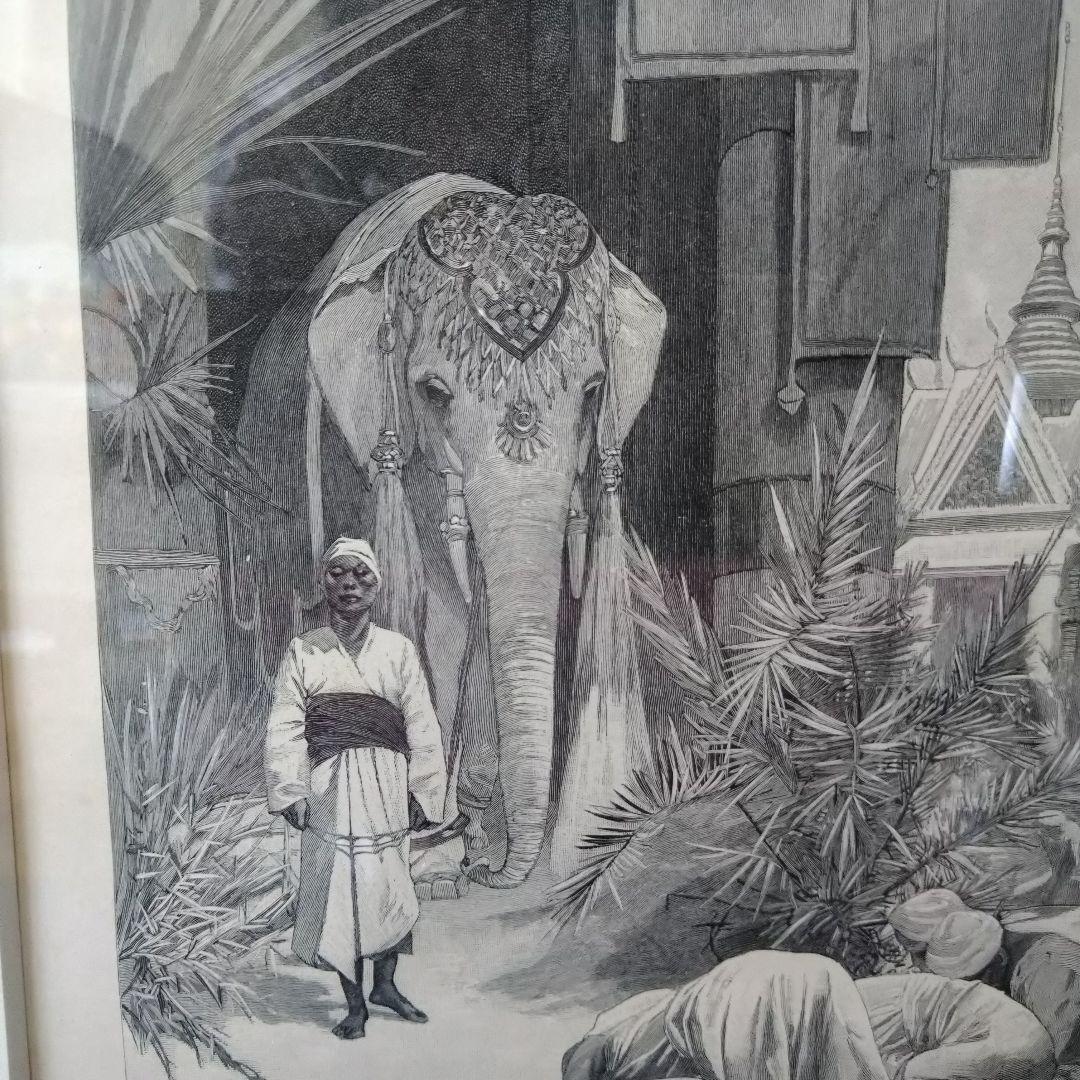 ＊アルフォンス・ミュシャ額装＊「白い象の伝説」初版挿絵リトグラフ②