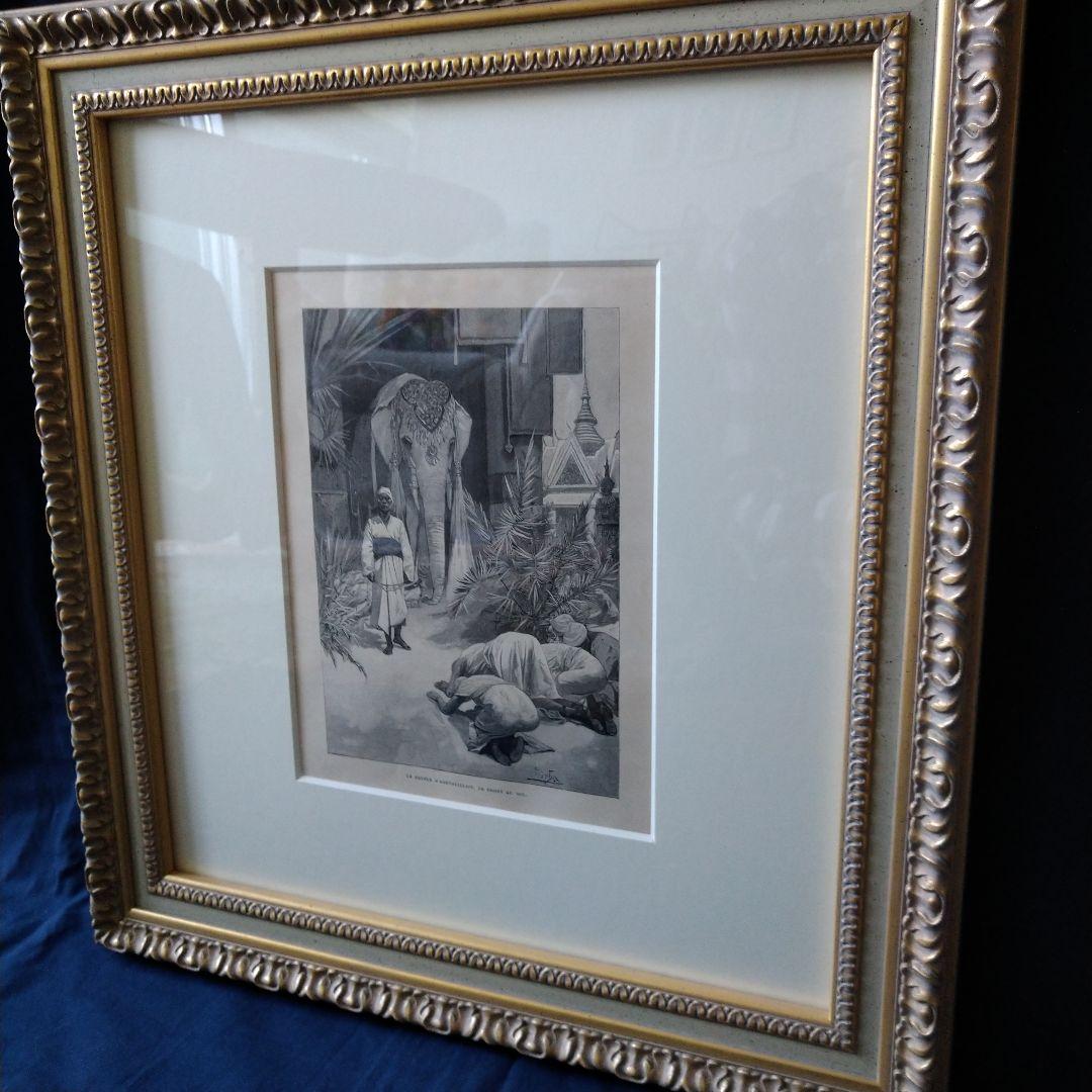 ＊アルフォンス・ミュシャ額装＊「白い象の伝説」初版挿絵リトグラフ②