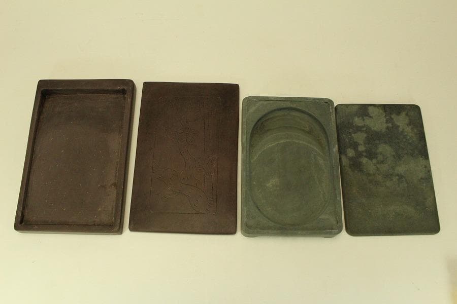 古い 文房具 硯 二面 筆 三本 まとめて(ZE538)