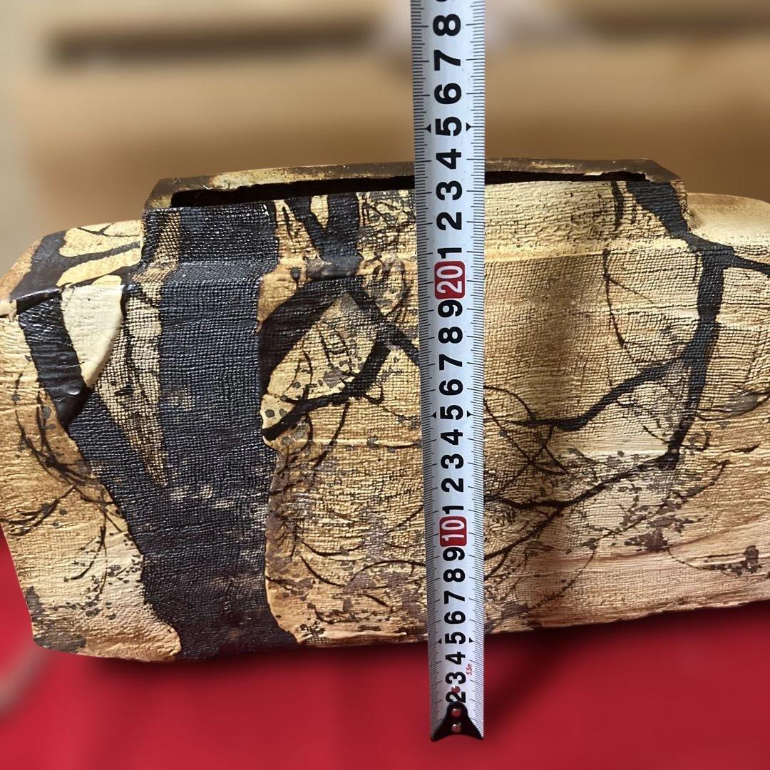 三宅洋司 先生大作　平成15年度陶芸展代表作品　抜絵金銀彩桜紋扁壺　共箱