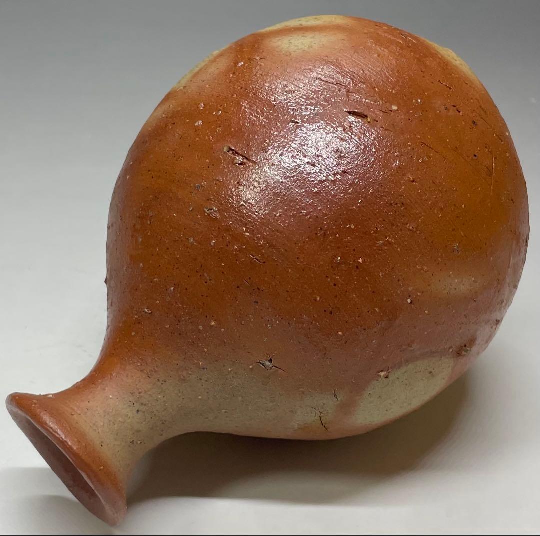 人間国宝　伊勢崎淳　備前緋襷徳利　四方桟共箱　d5732