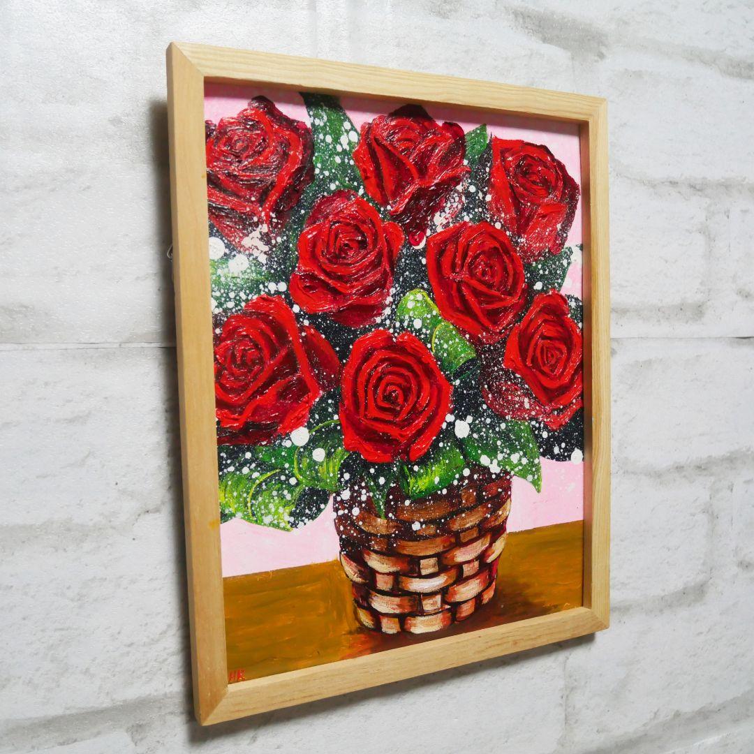 油絵 油彩 油彩画 絵 絵画【赤い薔薇】