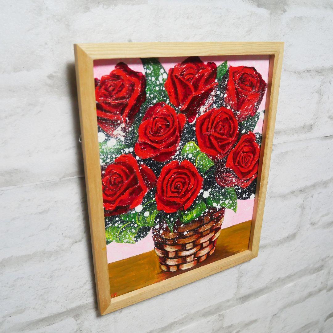 油絵 油彩 油彩画 絵 絵画【赤い薔薇】