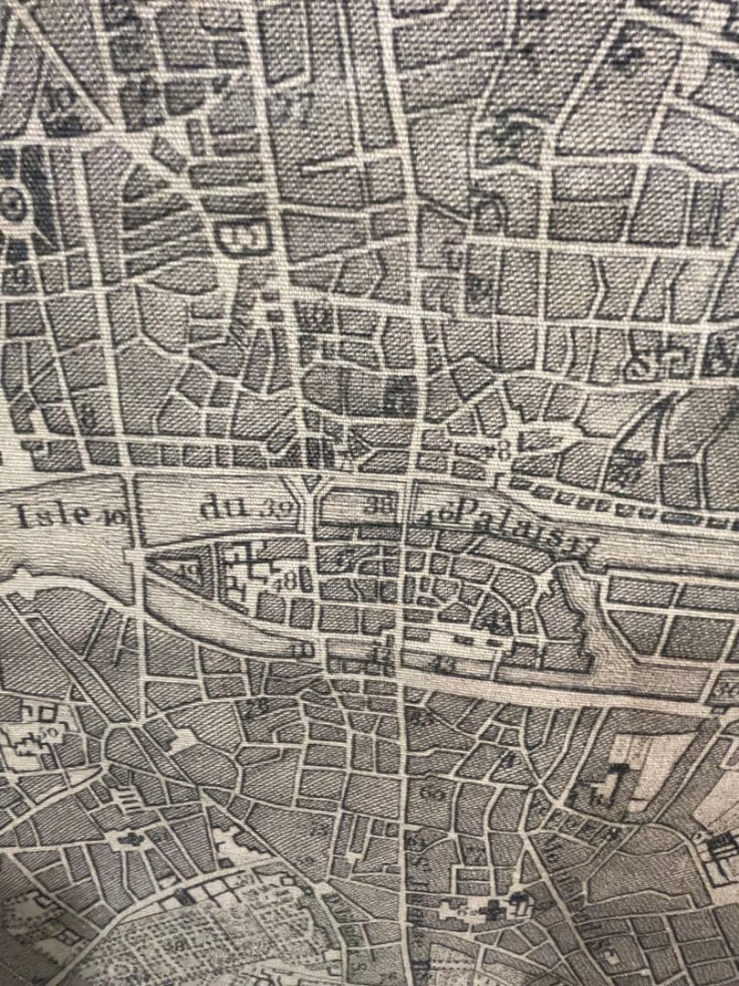 パリ古地図 布製タペストリー スクロール壁掛け 木製バー