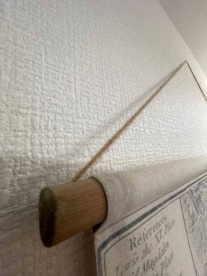 パリ古地図 布製タペストリー スクロール壁掛け 木製バー