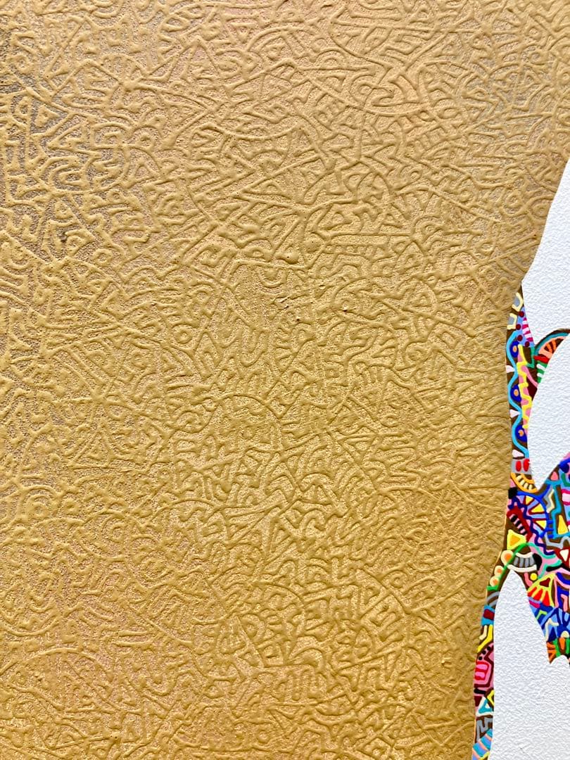 原画　犬　動物画　絵画　アクリル画　現代アート　細密画　手描き　一点物