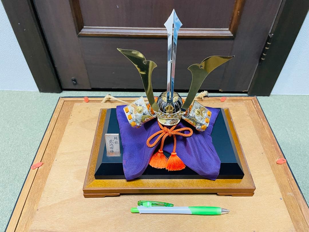 純銀　関工芸　武比古　純銀製　兜 3号(剣付 )銀製　伝統工芸　置物