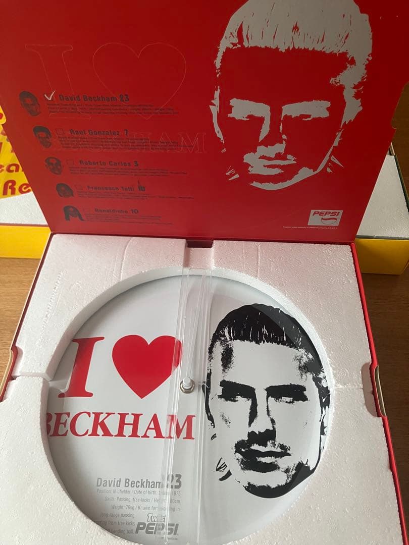 【非売品未使用】ペプシ缶バッチ壁掛時計3点セットロナウジーニョベッカムゴンザレス