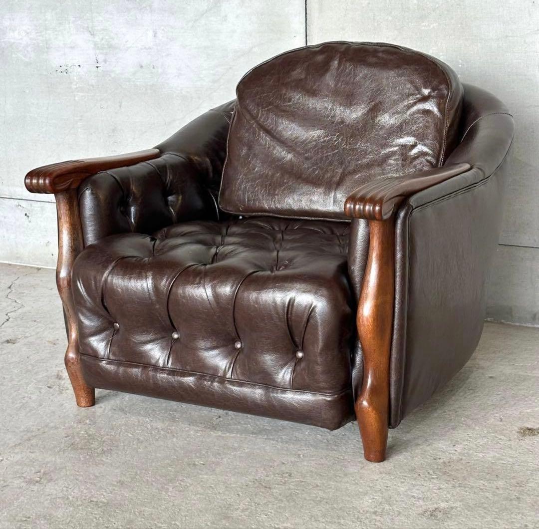 ✦最後の一脚✦マルニ木工 ベルサイユ 本革シングルソファ Mスムース