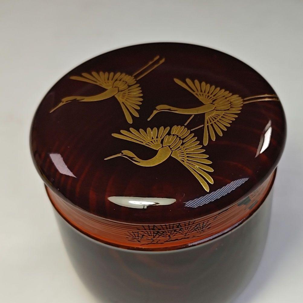 イ778 棗『鶴金蒔絵　棗　共箱』『塗師　峯清作』茶入　茶器　茶道具