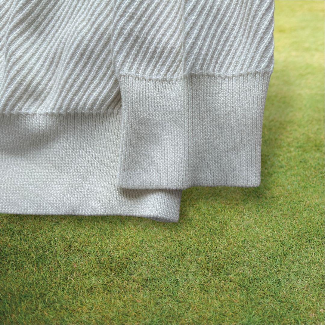 シルク素材　マスターバニー　ニット　M〜L相当　オフホワイト　ハーフジップ　4