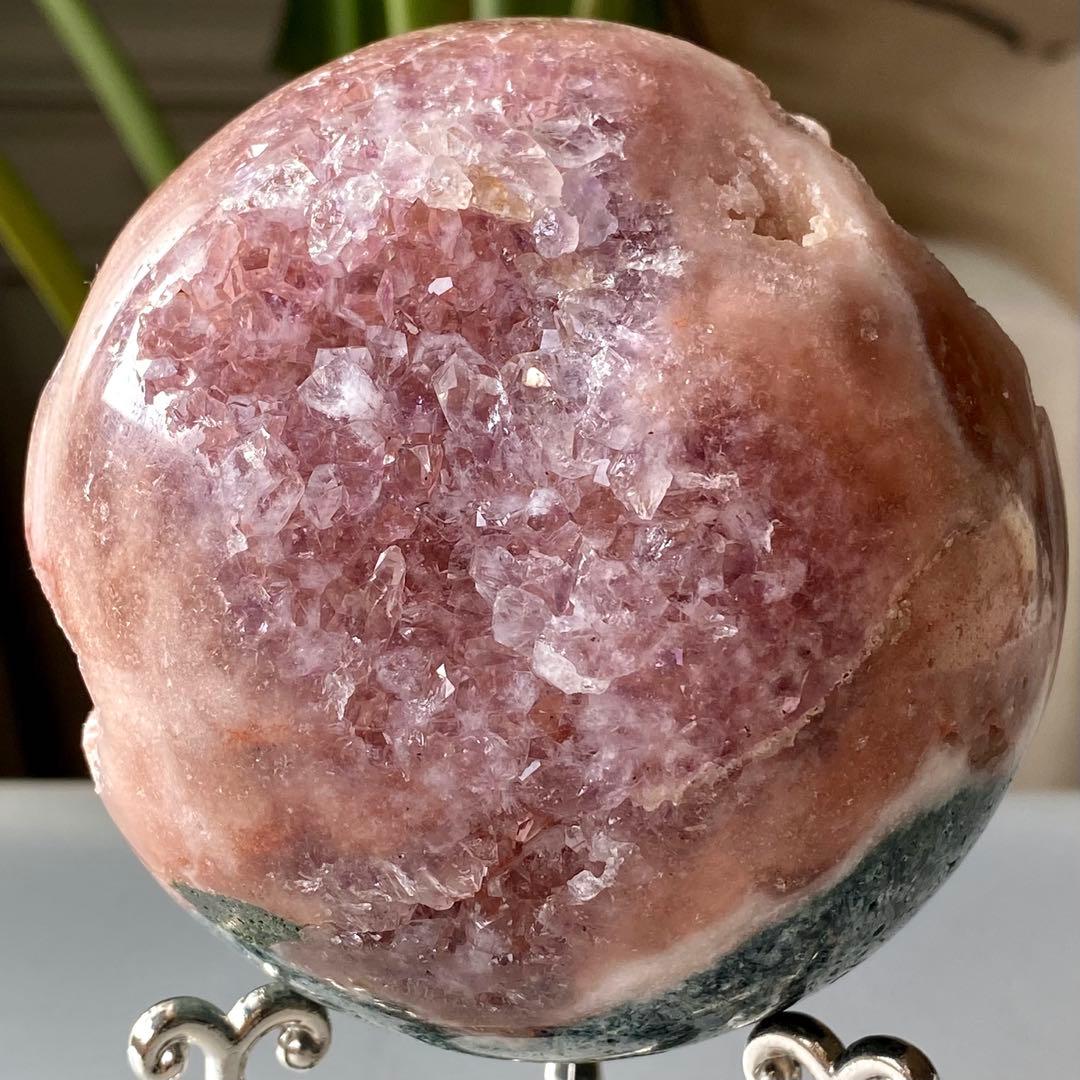 【 ピンクアメジスト BIG ドゥルージー 笑口 スフィア 90㎜ ジャスパー