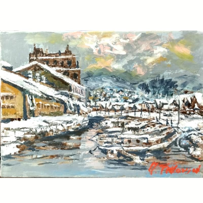 ☆高橋益之☆「冬の小樽運河」油絵　SMサイズ　新品！