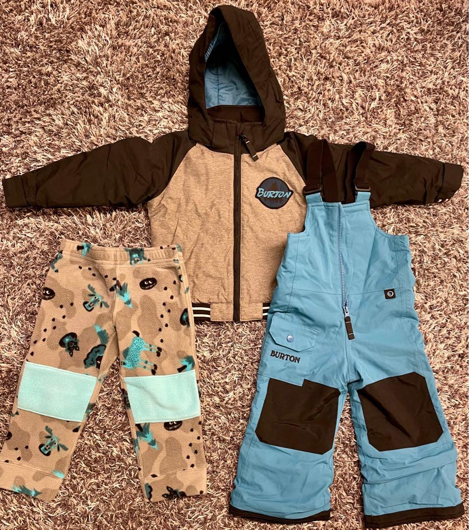 【美品】BURTON スノーボードウェア 2T 上下セット＋フリースパンツ3T