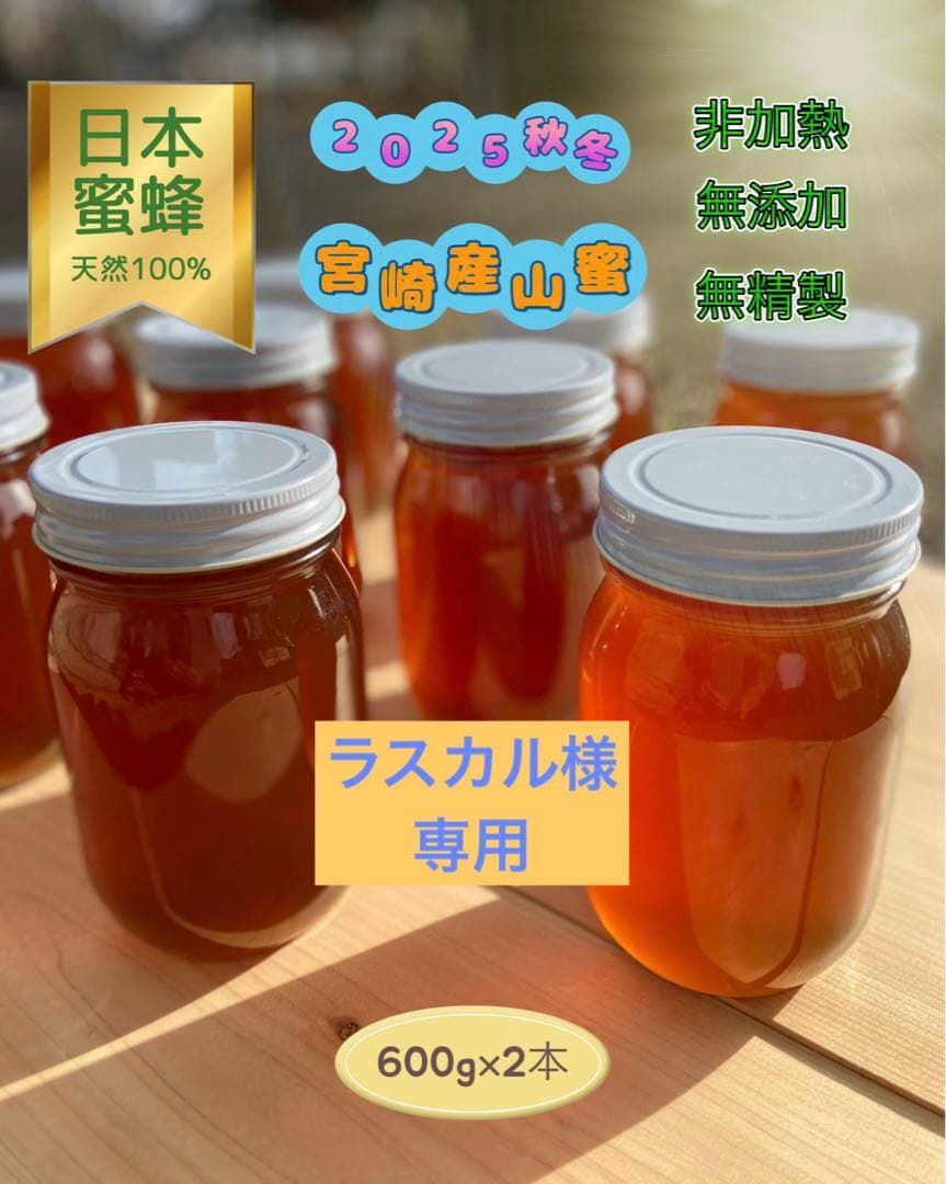 日本蜜蜂 純正ハチミツ 宮崎産山蜜　600g×2
