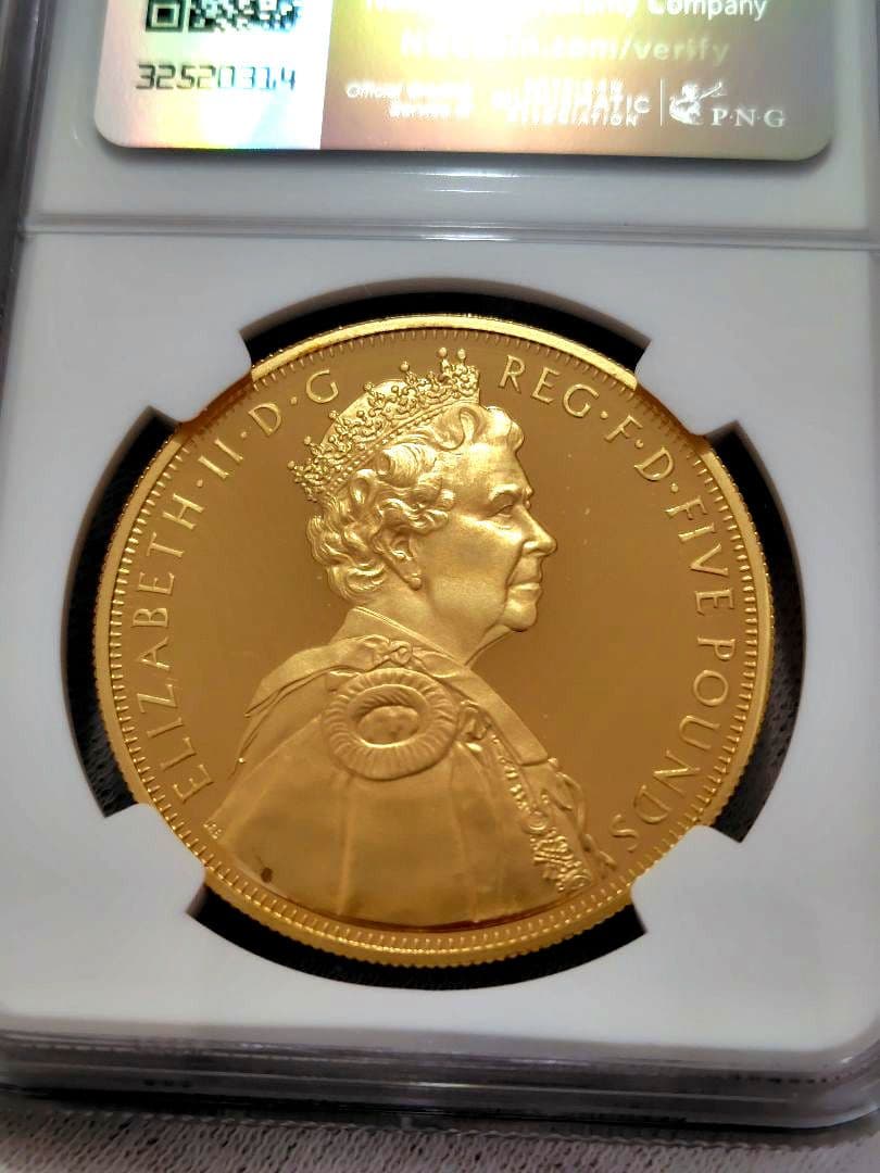 エリザベス2世　金メッキ銀貨　ダイヤモンドジュビリー　NGC鑑定品