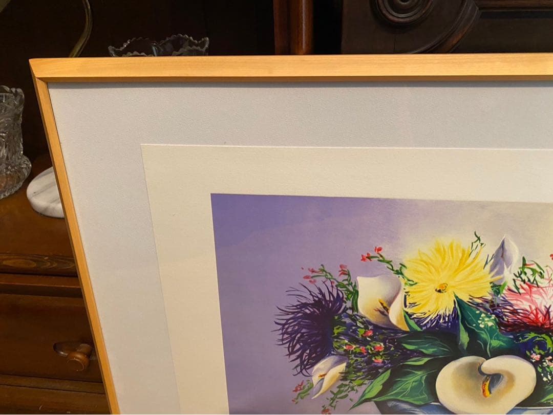 Alain Ragaru リトグラフ 額縁 インテリア ランの盛花