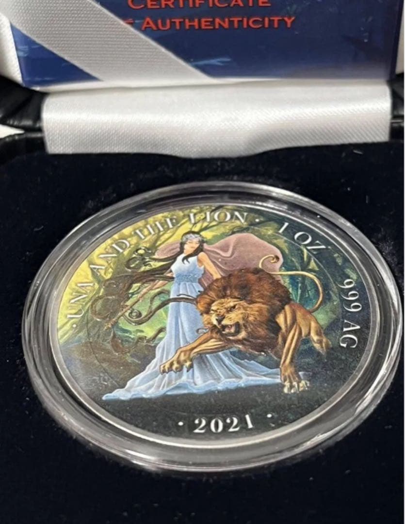 2021　セントヘレナ　ウナとライオン　カラー　ミスティック フォレスト　銀貨
