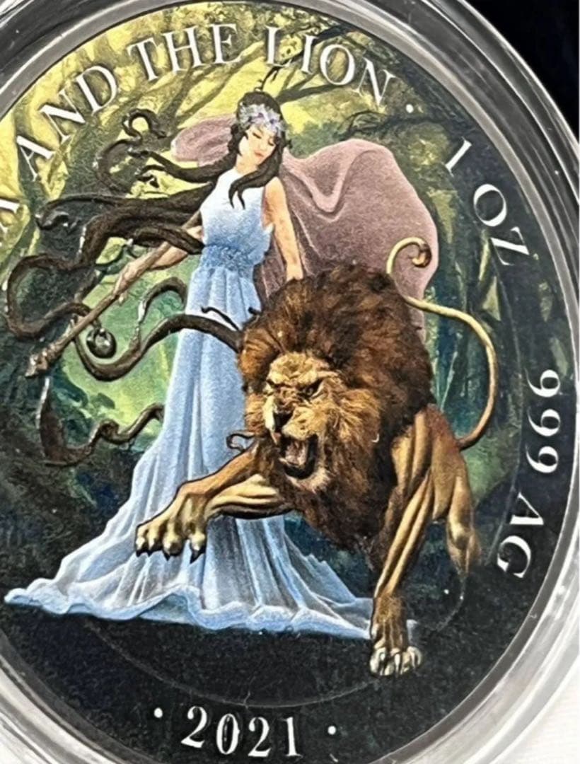 2021　セントヘレナ　ウナとライオン　カラー　ミスティック フォレスト　銀貨