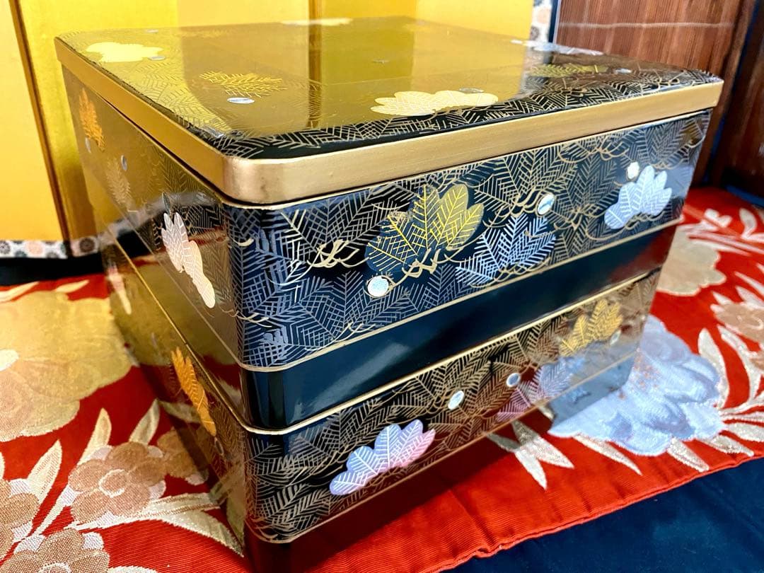 アンティーク 輪島塗 漆器セット 天然木 蒔絵 菓子椀5客 ,沈金 2段重箱