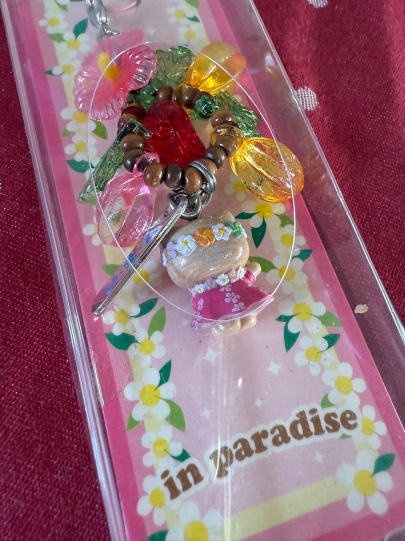 ハローキティストラップ　ハワイ　USA ご当地キティ　ハイビスカス　日焼けキティ