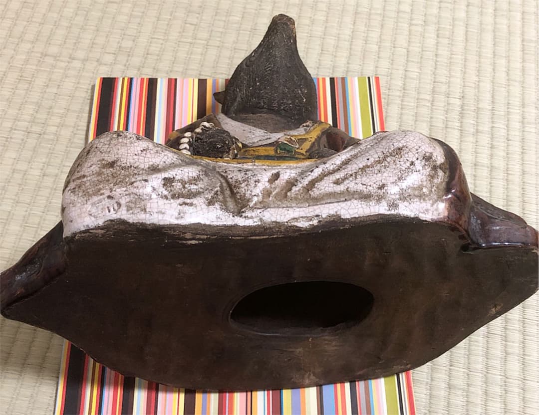 【珍品】袈裟タヌキ 五彩 陶器 焼物 時代物